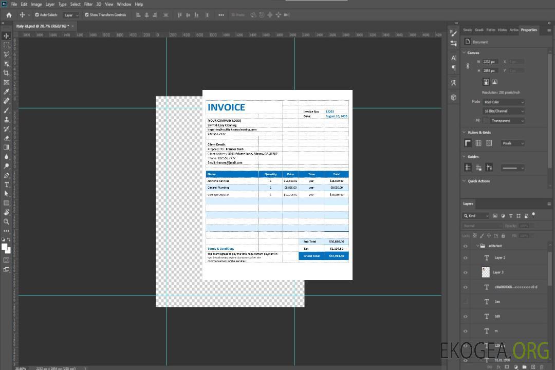 Modèle de facture de service de nettoyage vierge template Modèle de facture de service de nettoyage vierge template